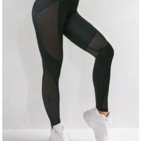 Openwork High Waisted Solid Leggings - Picture 2 of 2